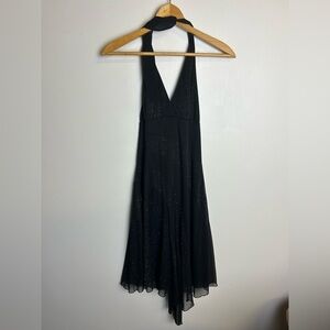 Byer wear too Size L VTG Y2K Elegant Black Halter Dress Fairy Sparkly  Stretch